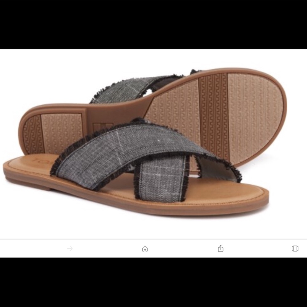 Toms chambray flat slide sandals